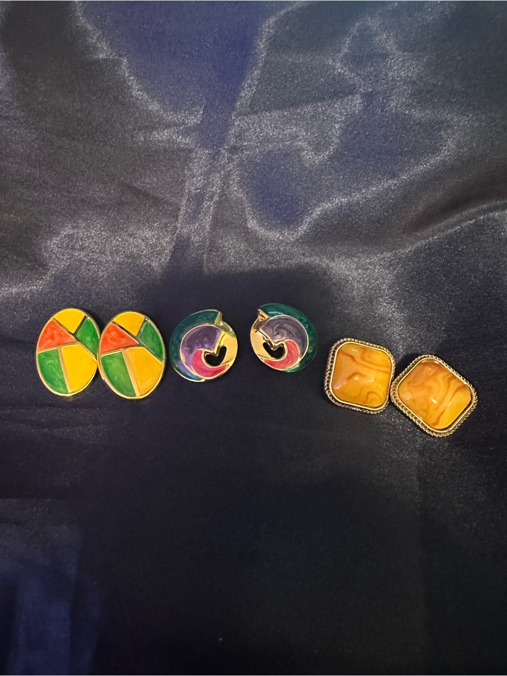 Assorted Colorful Vintage Women’s Clip-On Earrings - Set of 3